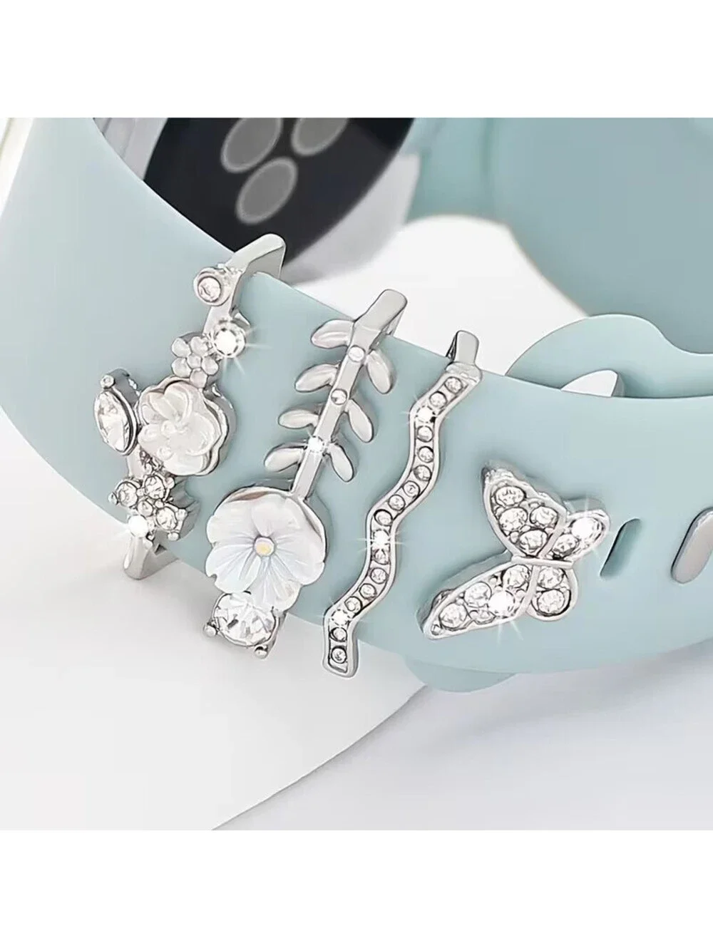 4 Elegant Cherry Blossom & Butterfly Watch Strap Charms